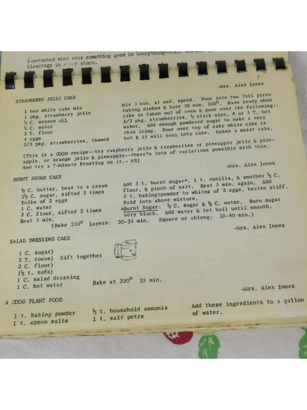 Gems of Food & Thought in a Friendly 4-J Setting Cook Book 1967 Gillette WY